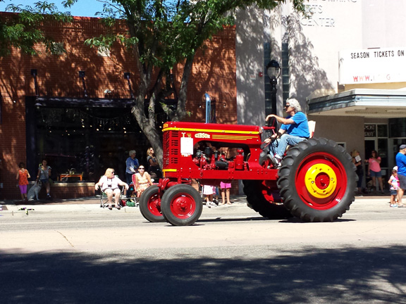 An red Gibson tractor