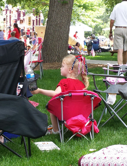 Red Ribbons in a little girl's hair