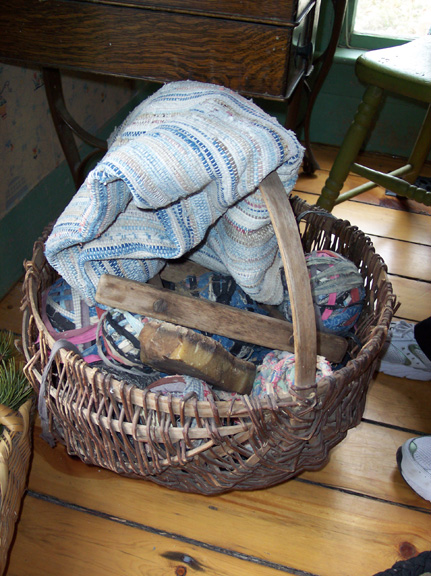 Rug Making Basket full of supplies