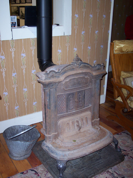 Wood stove in the parlor